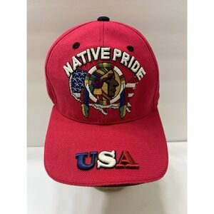 Texas Head Wear Native Pride Embroidered Baseball Cap USA Red Adj. Hook & Loop